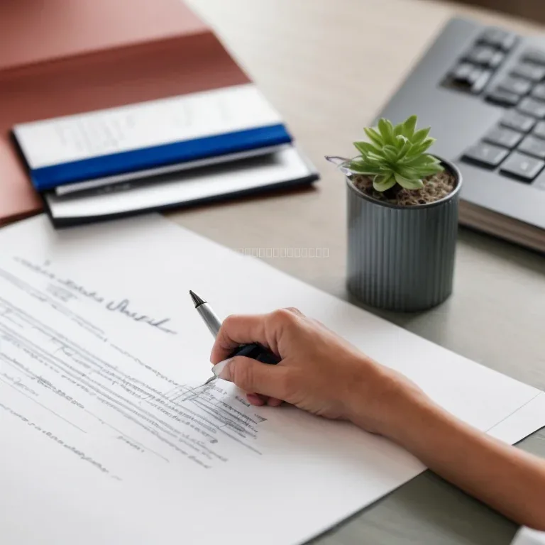Notary desk with documents and ID